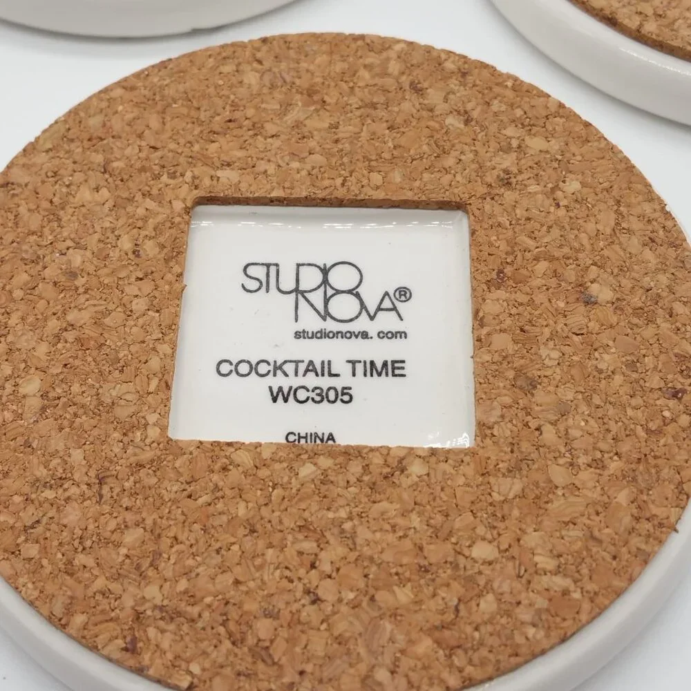 3pc Studio Nova Cocktail Time Ceramic Coasters